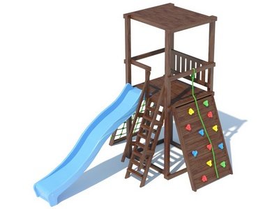 Детский игровой комплекс серия А1 модель 1 с плоской деревянной крышей