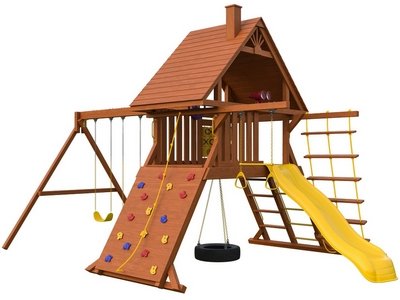 Детская игровая площадка Бастион с деревянной крышей и рукоходом
